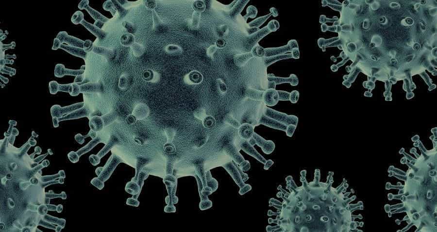 A microscopic virus particle.