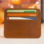 A small leather wallet containing bank cards.