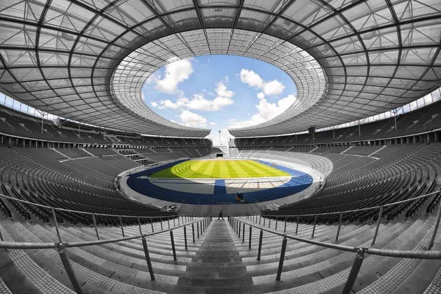 An empty Olympic football stadium.
