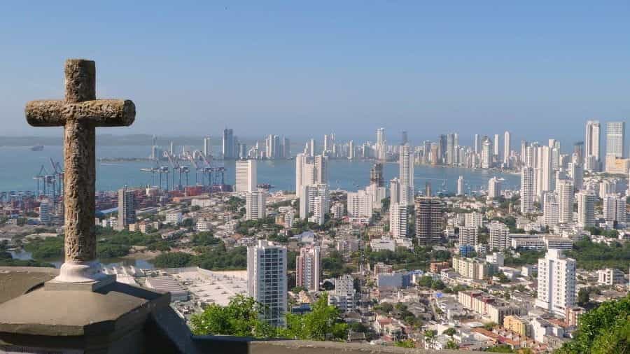 The skyline of Cartagena de Indias, Colombia, seen from the Convent of Santa Cruz de la Popa.