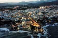 The coastline in Malaga, Andalusia, Spain.