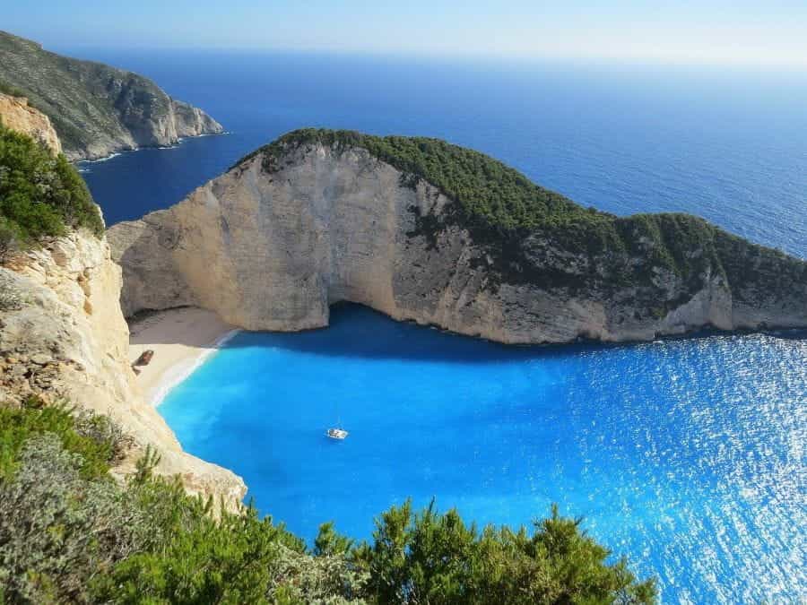 A bay in Greece on the Mediterranean.