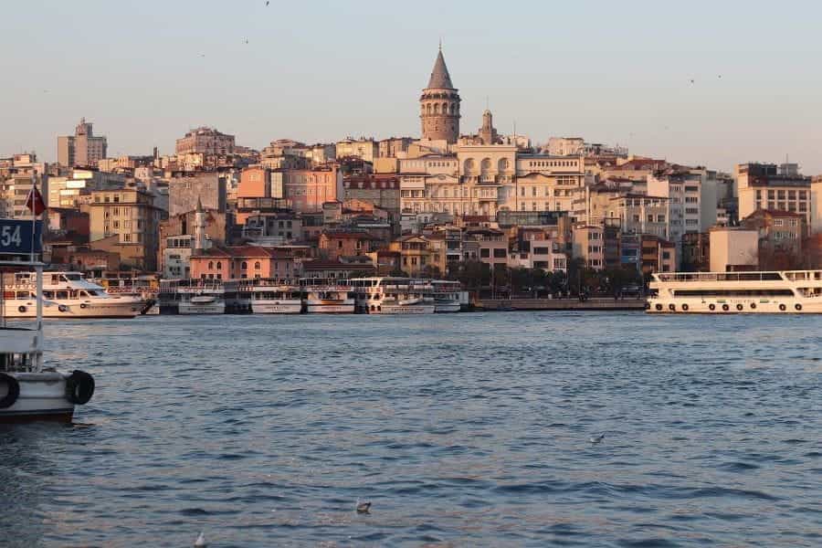 A marina in Istanbul with boats on the water.