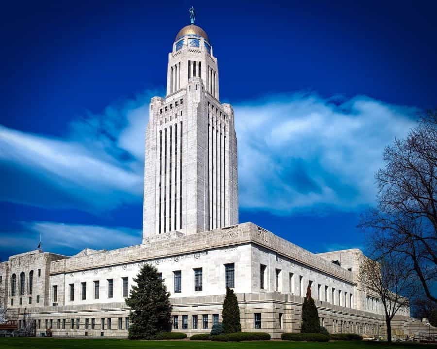 The state capitol building in Lincoln, Nebraska.