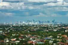 The skyline and outskirts of Manila in the Philippines.