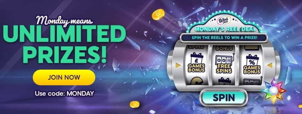 The Reel Deal Monday bonus from Wink Slots.