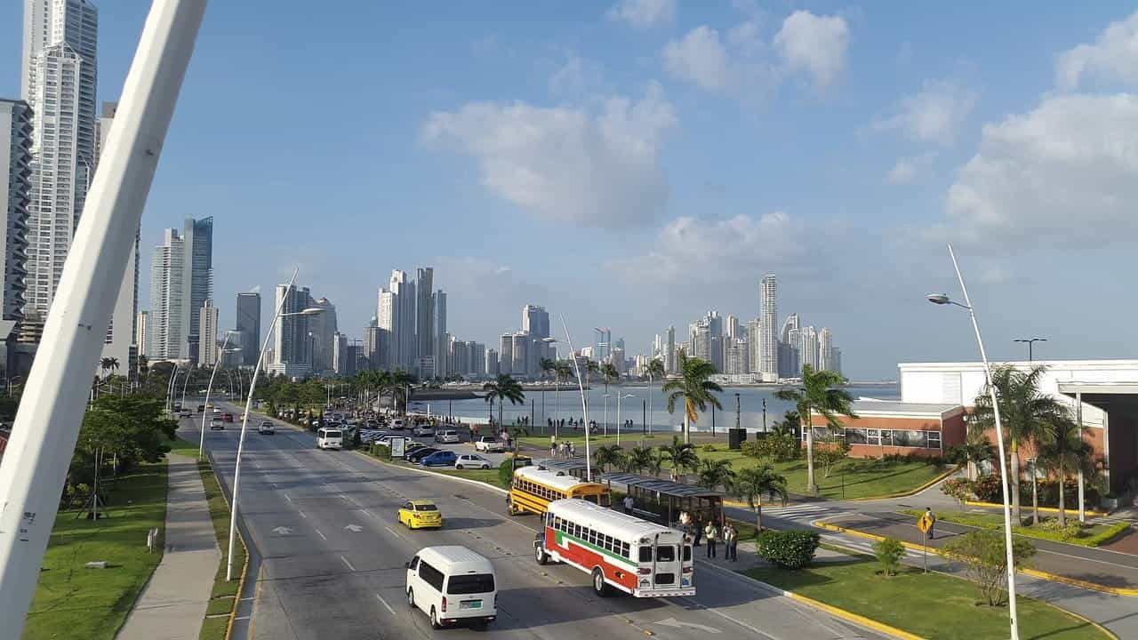 The highway in Panama City, Panama.