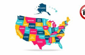 A map of the United States of America, with an 18+ sign.