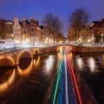 A long exposure of a bridge in Amsterdam.