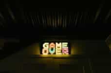 A neon sign saying Game Over.