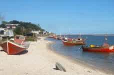Boats on the beach in Canelones, Uruguay.