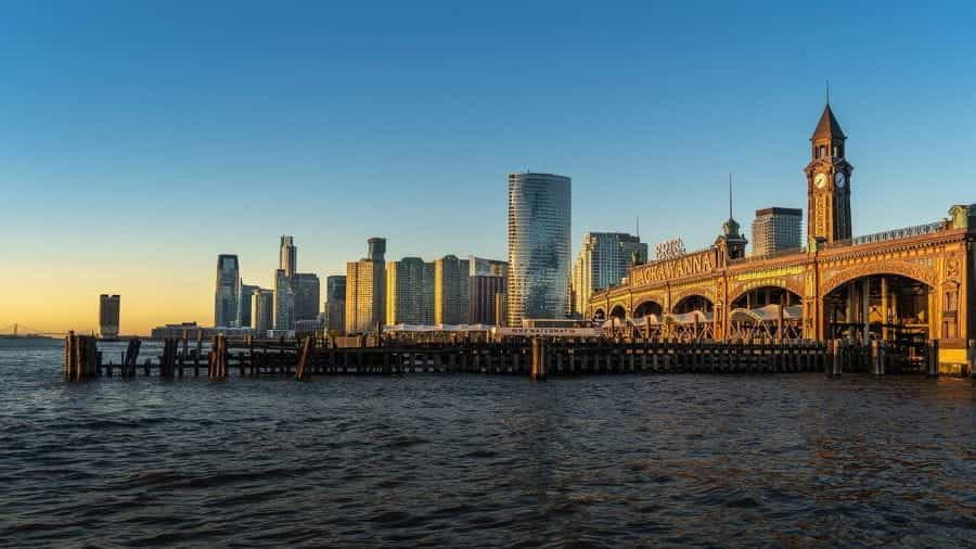 The waterfront in Hoboken, New Jersey.