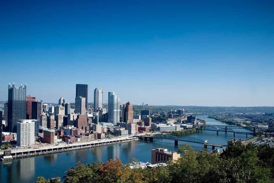 The skyline in Pittsburgh, Pennsylvania.