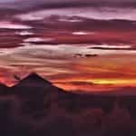 Sunset over the Arenal Volcano in Costa Rica.
