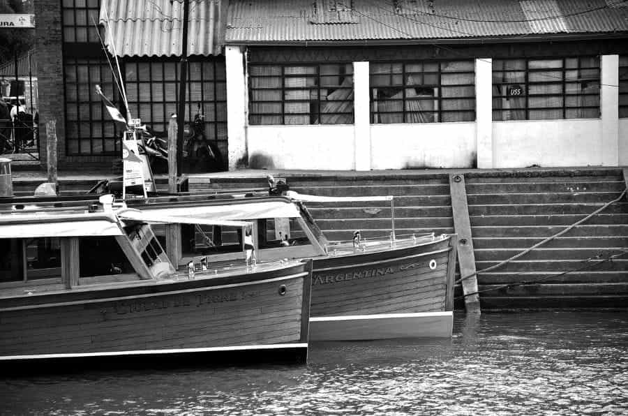 Tour boats on a river in Argentina.