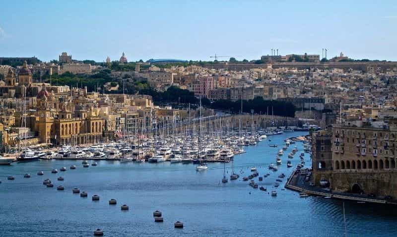 A port area on the Mediterranean European island of Malta.