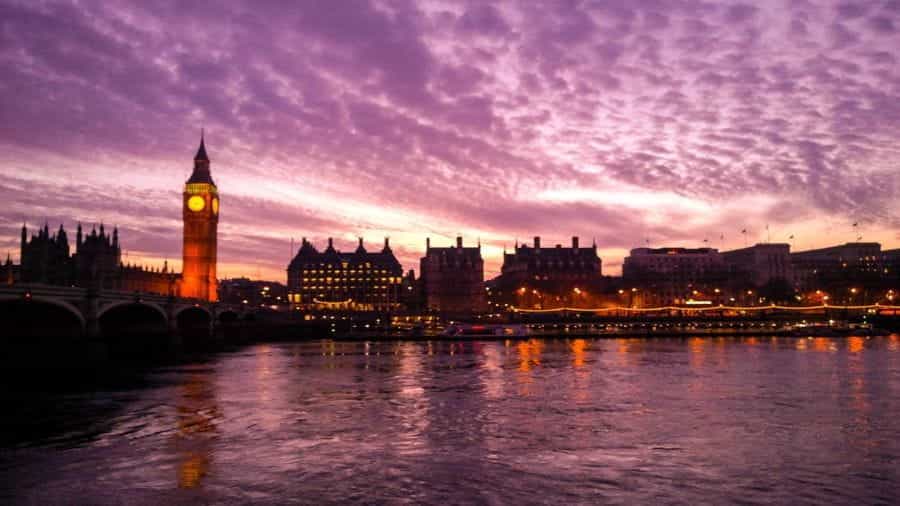 Across the river Thames at Westminster.