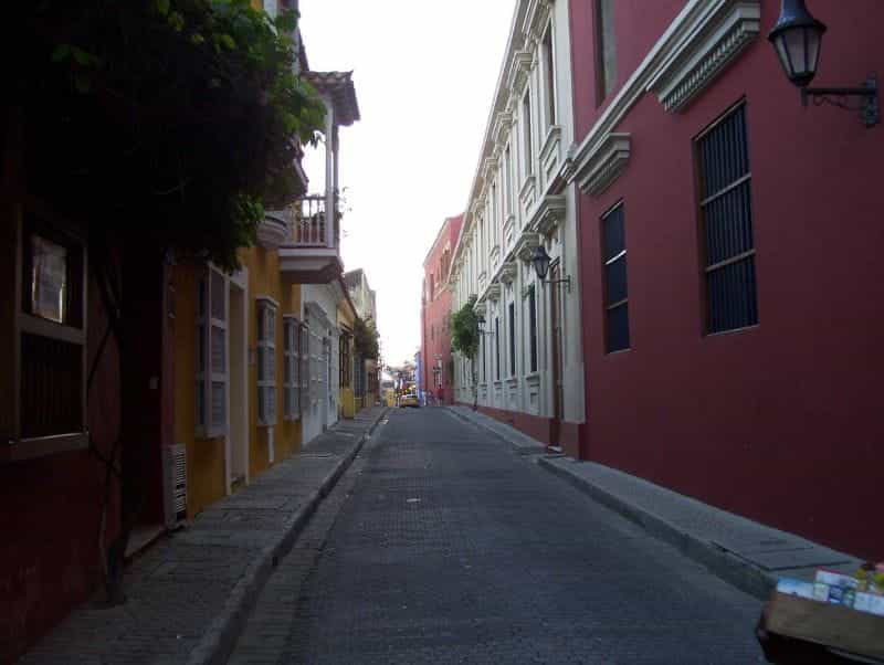 A quiet residential street in Cartagena, Colombia.