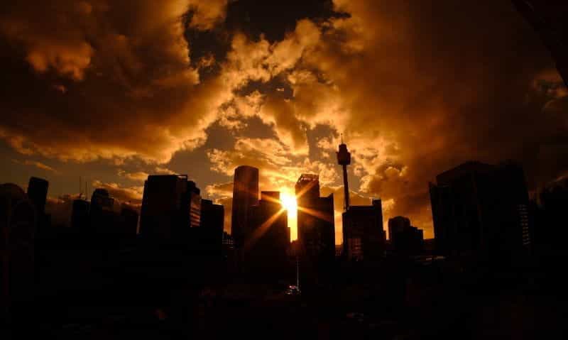 Cakrawala Sydney di malam hari.