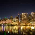 Sydney nighttime skyline.