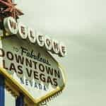 A neon sign reading Welcome To Fabulous Downtown Las Vegas, Nevada.