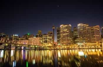 Australian cityscape at night.