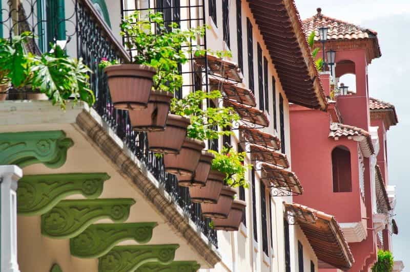 Colorful building façades in Old Town Panama.