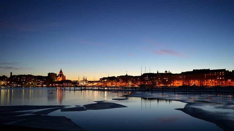 The Finnish capital Helsinki during winter.