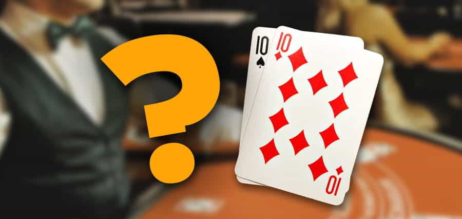 A question mark next to playing cards - a pair of tens.