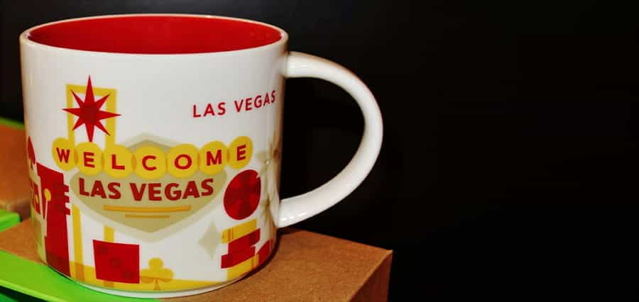 A mug with Welcome to Las Vegas written on it.