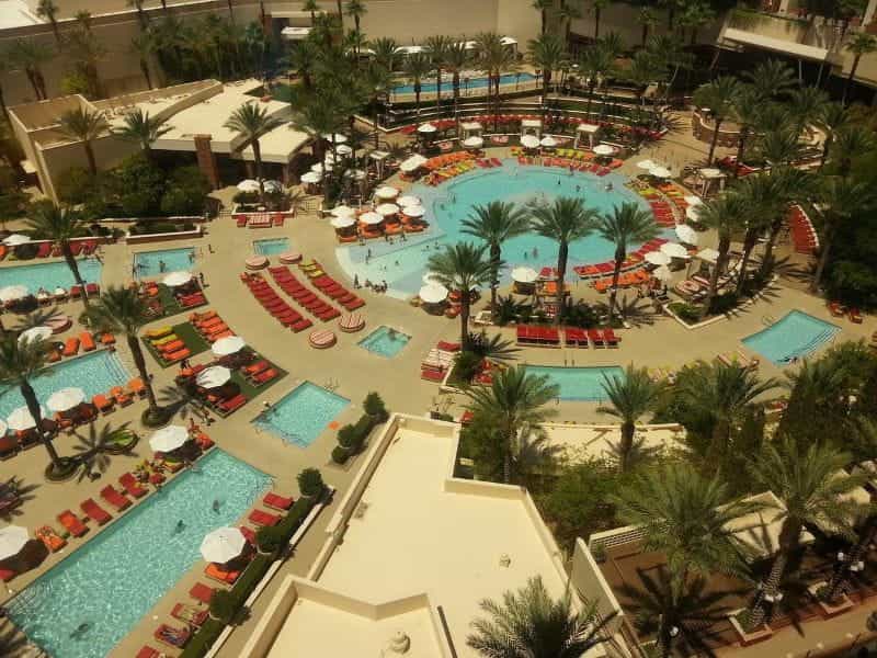 The hotel pools outside a resort-casino in Las Vegas, US.