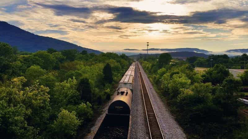 A train passes through Chattanooga, Tennessee.