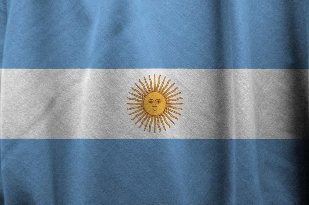 The flag of Argentina.