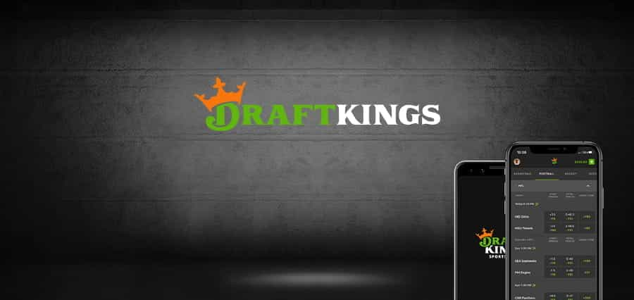 The DraftKings logo and two mobile phones.