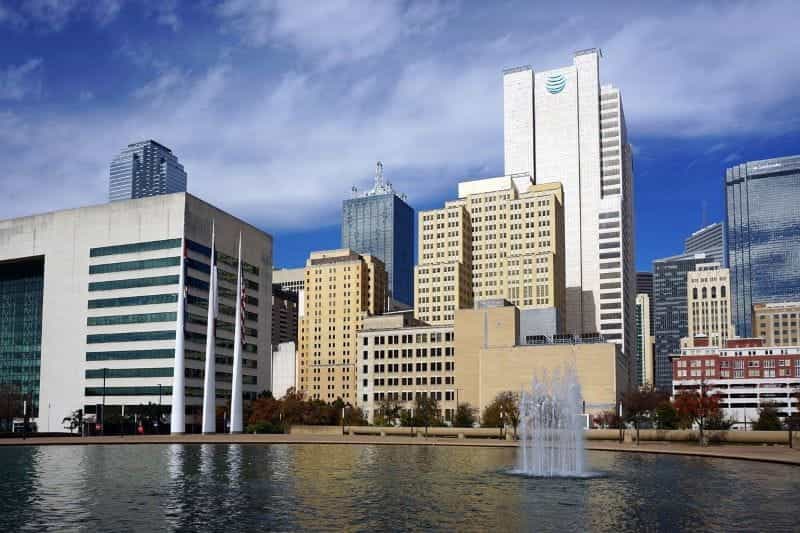 A fountain in downtown Dallas, Texas.