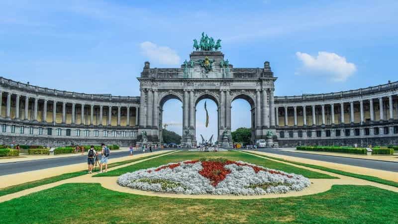 The Triumphal Arch in the Cinquantenaire Park in the Belgian capital of Brussels.