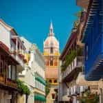 The colorful historic buildings of Cartagena, Colombia.