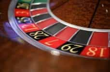 A roulette wheel in a casino.