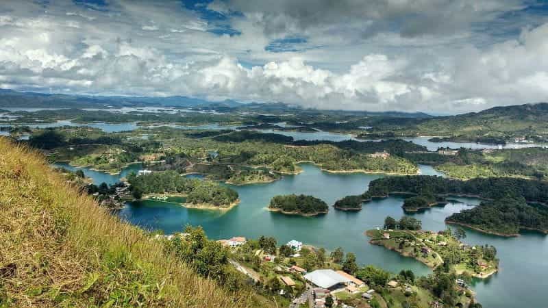 The landscape in Guatapé, Colombia.