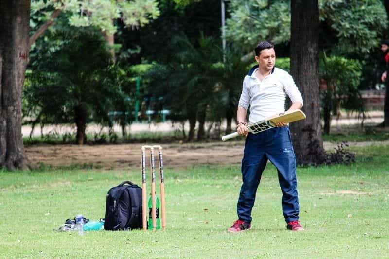 Cricket player on the pitch.