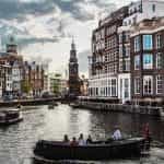 Amsterdam city river boats.