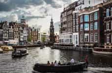 Amsterdam city river boats.