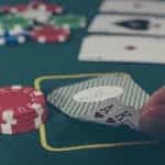 Casino cards during a game of blackjack.