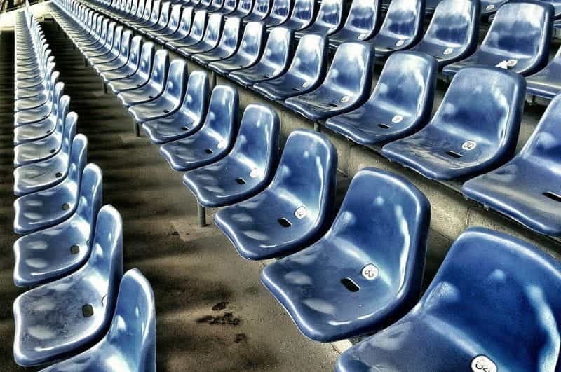 Seats in the football stadium.
