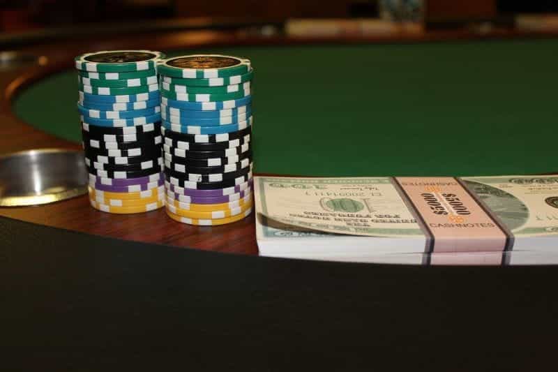 Poker table and cards.