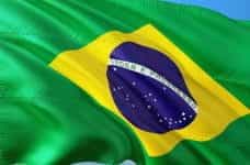 A green and yellow Brazilian flag.