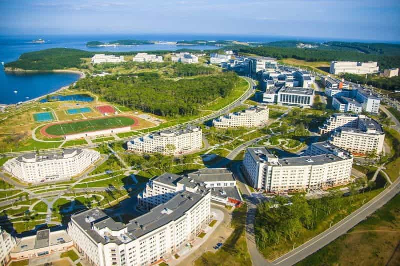 Vladivostok town on the coast of Russia.