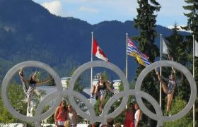 The distinctive Olympic rings. &copy;Ruth Hartnup