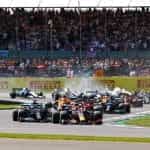 Max Verstappen leads Lewis Hamilton around the opening corners of the 2021 British GP.