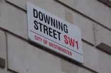 Street sign for Downing Street in the City of Westminster.